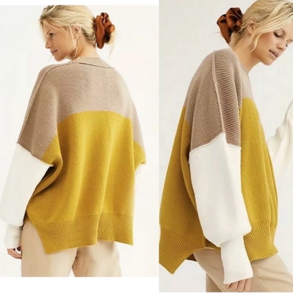 Free People Sweaters - NEW Free People Women's Easy Street Colorblock Sweater SIZE XS SLOUCHY NWT